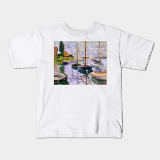 Sailboats on the Seine at Petit - Gennevilliers by Claude Monet Kids T-Shirt